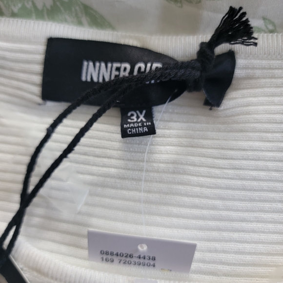 NWT Inner Circle White Ribbed Sweater with Sparkles 3X - Picture 3 of 5